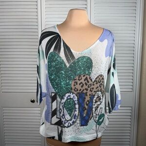 Made in Italy Cotton Oversized Knit Top | Dolman Sleeves | LOVE Graphic